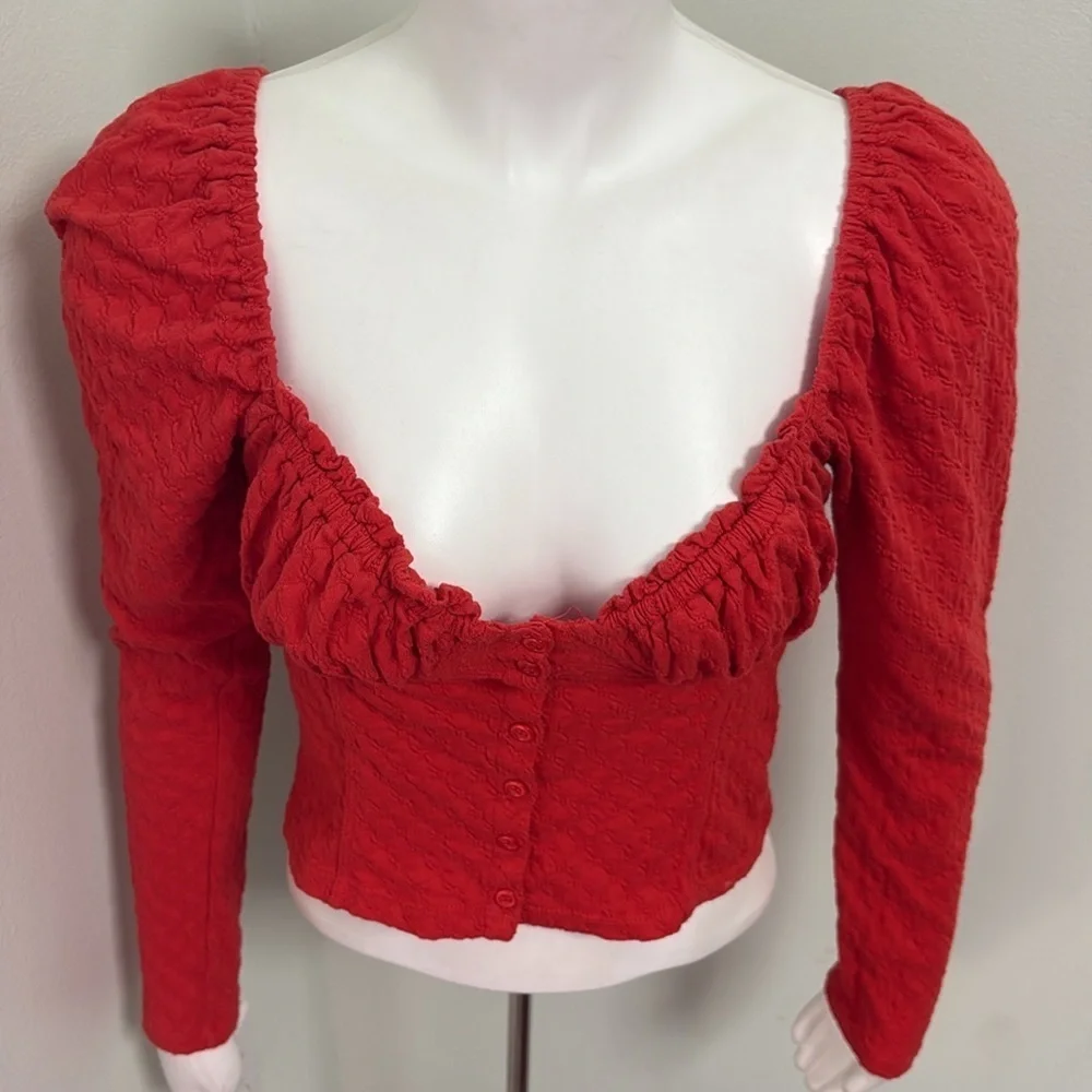 Free People Ladybug Long Sleeve Cropped Top Medium